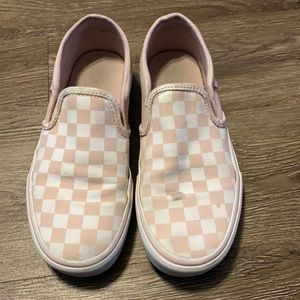 Vans pink and white checkered shoes